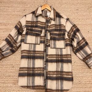 H&M oversized plaid shacket size xs